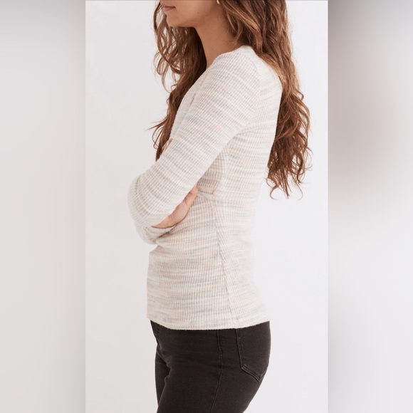 Madewell Women's Space Dye Faux Wrap Long Sleeve Top - Picture 4 of 5